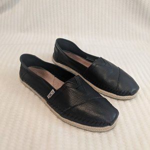 Black Leather Toms - Size 6.5